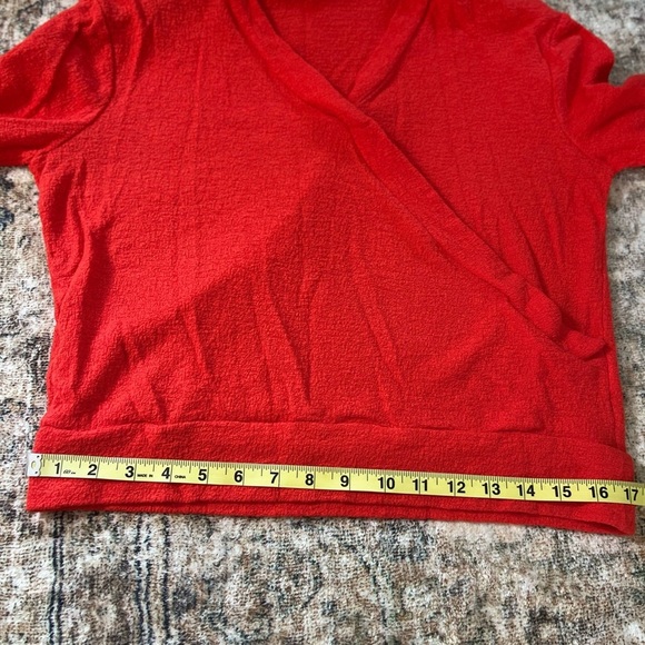 Womens J.Crew Red Faux Wrap Sweater Textured Knit Small Cotton Preppy Normcore - Picture 14 of 14